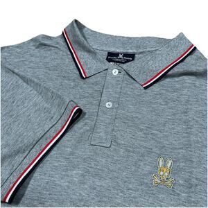 Psycho Bunny Polo Shirt Mens Sz 3XL Grey Gold Rabbit Logo 100% Pima Cotton